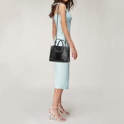 Pre Owned Balenciaga Black Python Mini Papier A4 Tote