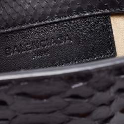 Pre Owned Balenciaga Black Python Mini Papier A4 Tote