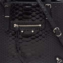 Pre Owned Balenciaga Black Python Mini Papier A4 Tote