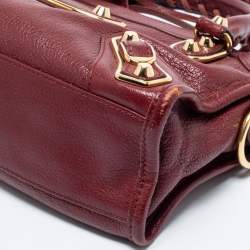 Pre Owned Balenciaga Red Leather Mini Classic Metallic Edge City Bag