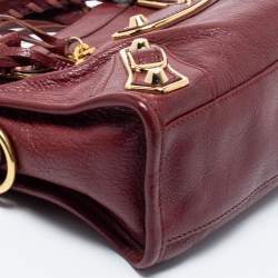 Pre Owned Balenciaga Red Leather Mini Classic Metallic Edge City Bag