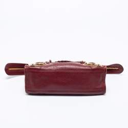 Pre Owned Balenciaga Red Leather Mini Classic Metallic Edge City Bag