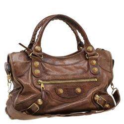 Pre Owned Balenciaga Brown Leather GH City Bag