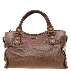 Pre Owned Balenciaga Brown Leather GH City Bag