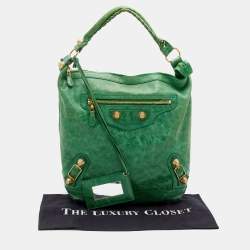 Pre Owned Balenciaga Green Leather Arena GGH Giant 21 Classic Day Bag