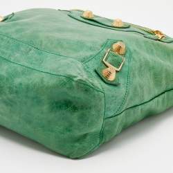 Pre Owned Balenciaga Green Leather Arena GGH Giant 21 Classic Day Bag