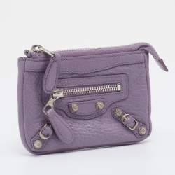 Pre Owned Balenciaga Lilac Leather Classic Porte Monnaie Zippy Coin Purse