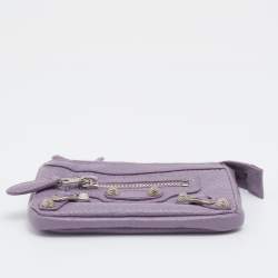 Pre Owned Balenciaga Lilac Leather Classic Porte Monnaie Zippy Coin Purse