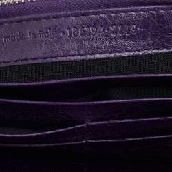 Pre Owned Balenciaga Raisin Leather Giant 12 Silver Money Wallet