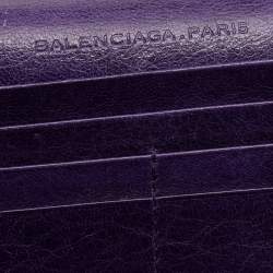 Pre Owned Balenciaga Raisin Leather Giant 12 Silver Money Wallet