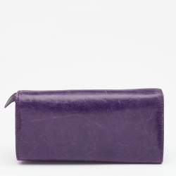 Pre Owned Balenciaga Raisin Leather Giant 12 Silver Money Wallet