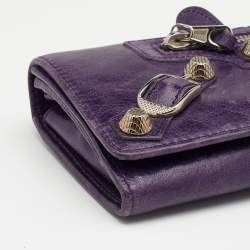 Pre Owned Balenciaga Raisin Leather Giant 12 Silver Money Wallet