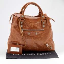 مملوكة مسبقًا حقيبة مستندات بالنسياغا غيانت 21 هاردوار أس جي أتش بريف جلد بني 