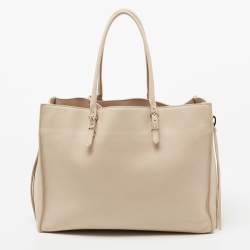Pre Owned Balenciaga Beige Leather Papier B4 Zip Around Tote