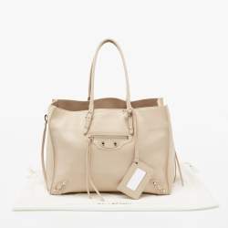 Pre Owned Balenciaga Beige Leather Papier B4 Zip Around Tote