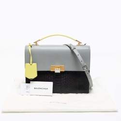 مملوكة مسبقًا Balenciaga Tri Color Leather and Python Le Dix Cartable Top Handle Bag