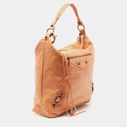 Pre Owned Balenciaga Peach Leather Day Bag