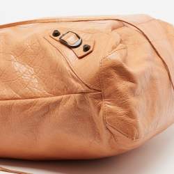 Pre Owned Balenciaga Peach Leather Day Bag