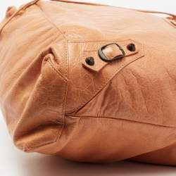 Pre Owned Balenciaga Peach Leather Day Bag