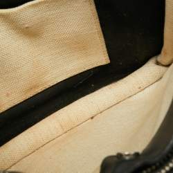 Pre Owned Balenciaga White/Black Canvas and Leather Medium Navy Pouch Crossbody Bag