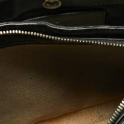 Pre Owned Balenciaga White/Black Canvas and Leather Medium Navy Pouch Crossbody Bag