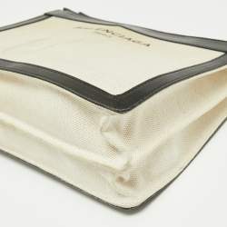 Pre Owned Balenciaga White/Black Canvas and Leather Medium Navy Pouch Crossbody Bag