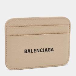 Pre Owned Balenciaga Beige Leather Everyday Card Holder 