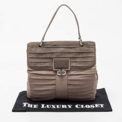 Pre Owned حقيبة بيد علوية بالنسياغا سيرش سويدي وجلد بطيات رصاصي