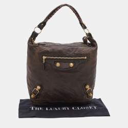 Pre Owned Balenciaga Brown Leather Giant 21 Gold Day Bag