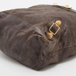 Balenciaga Brown Leather Giant 21 Gold Day Bag
