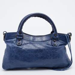 Pre Owned Balenciaga Blue Leather Classic First Tote