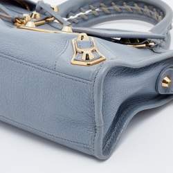 مملوكة مسبقًا حقيبة بالنسياغا ميني كلاسيك جلد رصاصي أردوازي حواف ميتاليك