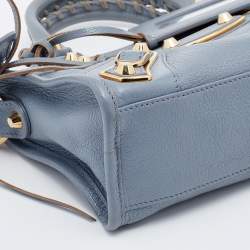 مملوكة مسبقًا حقيبة بالنسياغا ميني كلاسيك جلد رصاصي أردوازي حواف ميتاليك