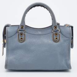 مملوكة مسبقًا حقيبة بالنسياغا ميني كلاسيك جلد رصاصي أردوازي حواف ميتاليك