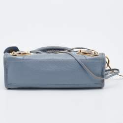 مملوكة مسبقًا حقيبة بالنسياغا ميني كلاسيك جلد رصاصي أردوازي حواف ميتاليك