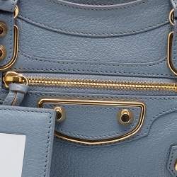 مملوكة مسبقًا حقيبة بالنسياغا ميني كلاسيك جلد رصاصي أردوازي حواف ميتاليك