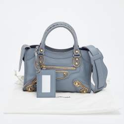 مملوكة مسبقًا حقيبة بالنسياغا ميني كلاسيك جلد رصاصي أردوازي حواف ميتاليك