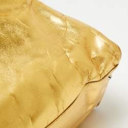 Pre Owned Balenciaga Metallic Gold Leather Bowling MM Bag