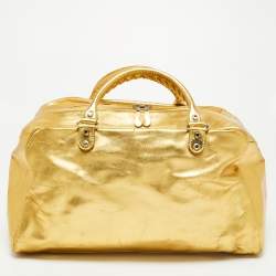 Pre Owned Balenciaga Metallic Gold Leather Bowling MM Bag
