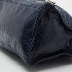 مملوكة مسبقًا حقيبة يد توتس بالنسياغا موتورسيكل بارت تايم فضة عيار 21 جلد أزرق كحلي