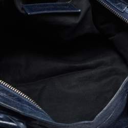 مملوكة مسبقًا حقيبة يد توتس بالنسياغا موتورسيكل بارت تايم فضة عيار 21 جلد أزرق كحلي