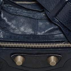 مملوكة مسبقًا حقيبة يد توتس بالنسياغا موتورسيكل بارت تايم فضة عيار 21 جلد أزرق كحلي