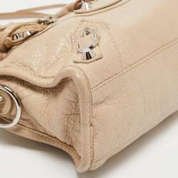 Pre Owned Balenciaga Beige Leather Mini Classic Edge City Bag