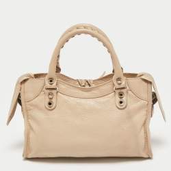 Pre Owned Balenciaga Beige Leather Mini Classic Edge City Bag