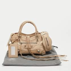 Pre Owned Balenciaga Beige Leather Mini Classic Edge City Bag