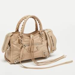 Pre Owned Balenciaga Beige Leather Mini Classic Edge City Bag