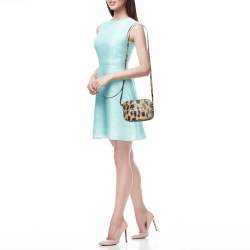 Pre Owned حقيبة كتف بالنسياغا جلد بيج نقشة الفهد