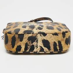 Pre Owned حقيبة كتف بالنسياغا جلد بيج نقشة الفهد