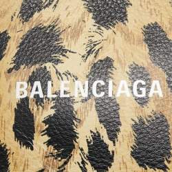 Pre Owned حقيبة كتف بالنسياغا جلد بيج نقشة الفهد