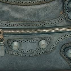 Pre Owned Balenciaga Evergreen Leather Giant Brogues Hardware Classic City Tote